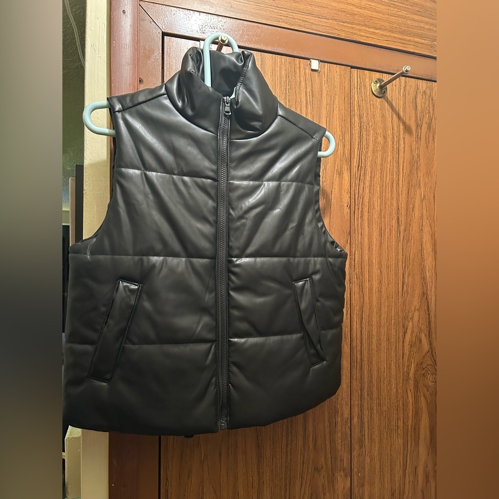 Crave FAME Black Faux Leather Puffer Vest - New with Tags !
